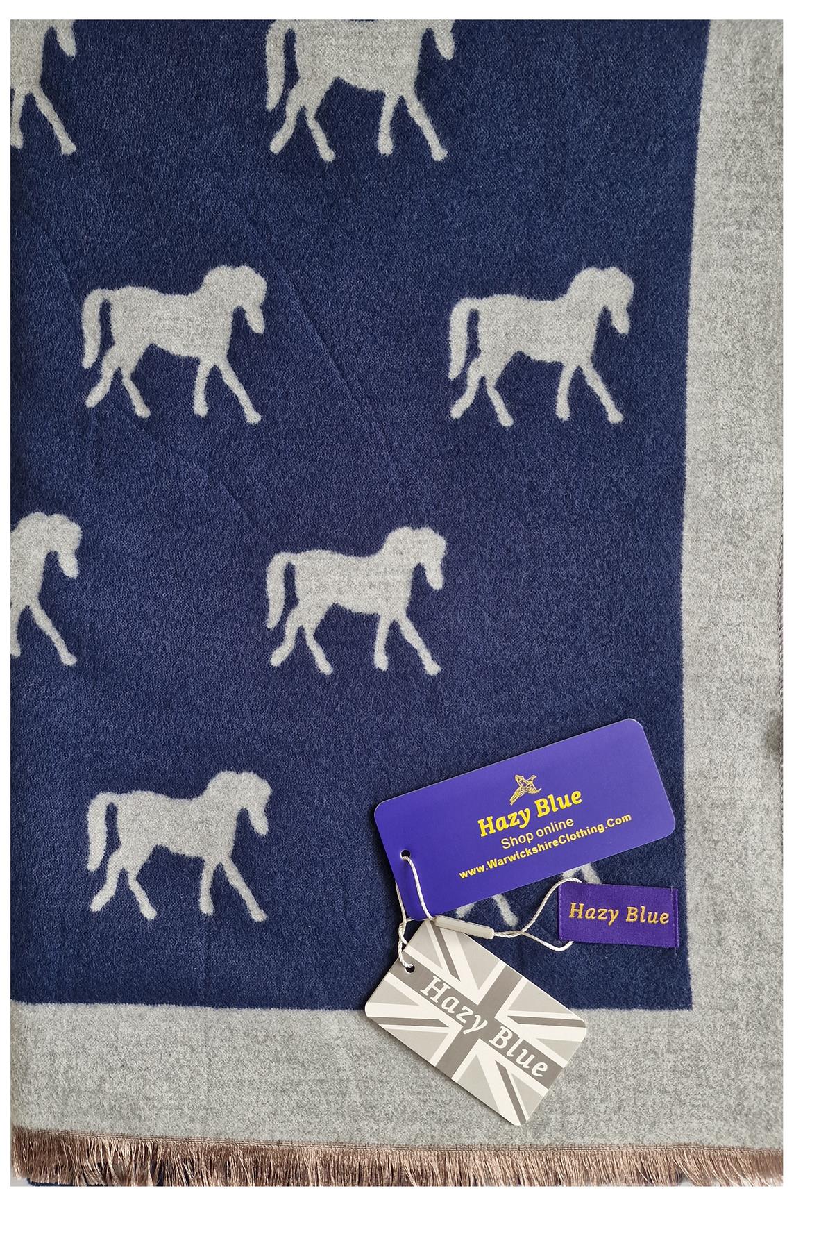 Hazy Blue Pashmina feel Luxury Ladies Womens Scarf - Horse - Just £13.99! Shop now at Warwickshire Clothing.