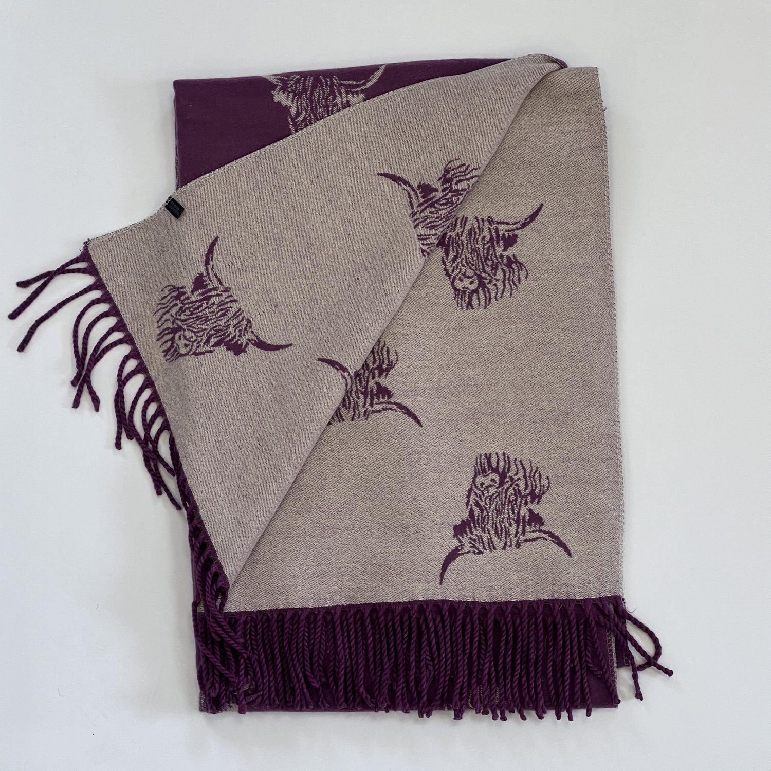 House of Tweed Reversible Highland Cow Print Scarf - Just £14.99! Shop now at Warwickshire Clothing.