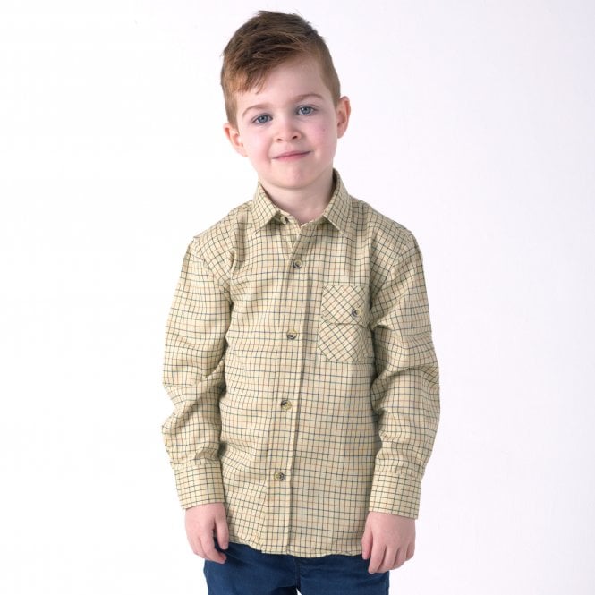 Country Classics Boys Long Sleeve Check Shirt - Cartmel Beige - Just £14.99! Shop now at Warwickshire Clothing.
