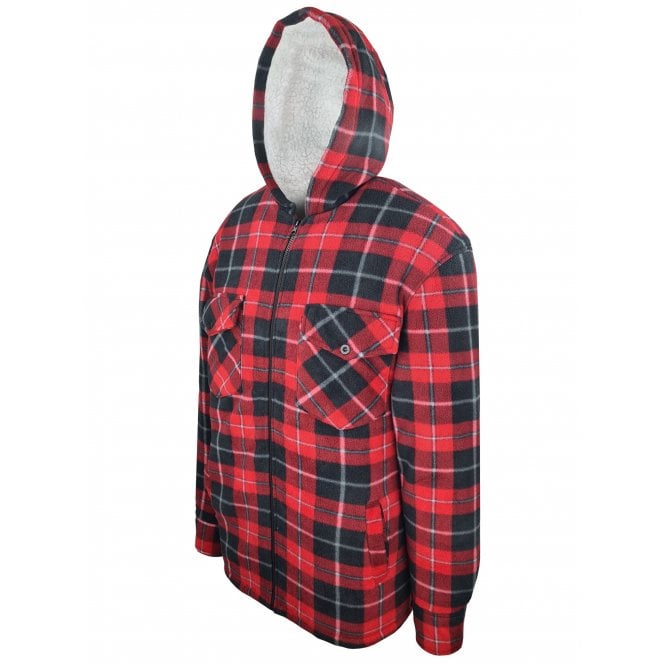 Hazy Blue Kids Sherpa Fleece Lined Checked Hooded Shirt - Robbo - Just £19.99! Shop now at Warwickshire Clothing.