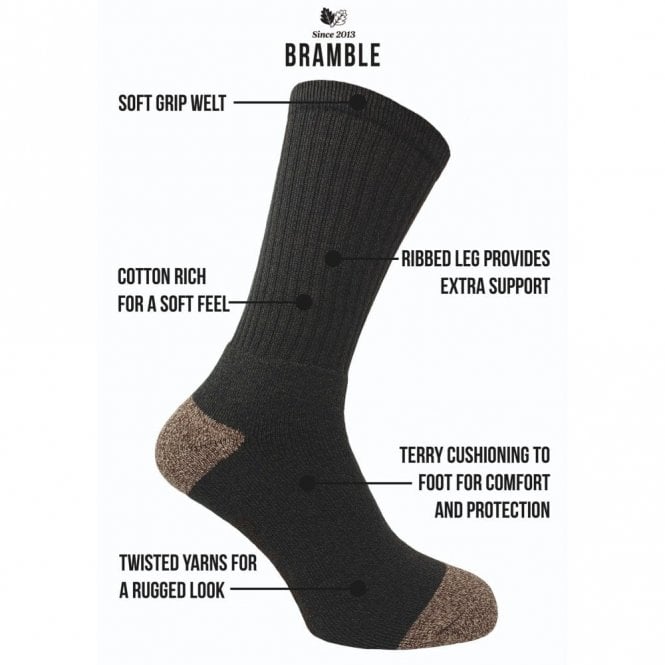Bramble Mens Docks All Terrain Socks 3PK Khaki 6-11 - Just £11.99! Shop now at Warwickshire Clothing.