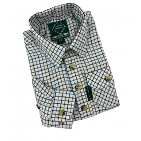 Country Classics Kids Long Sleeve Check Shirt - Epsom Blue - Just £14.99! Shop now at Warwickshire Clothing.