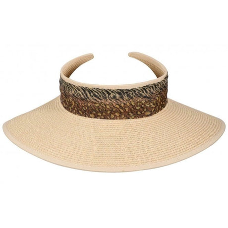 Hazy Blue Womens Straw Hat Sun Visor Travel Hat - Just £5.99! Shop now at Warwickshire Clothing.