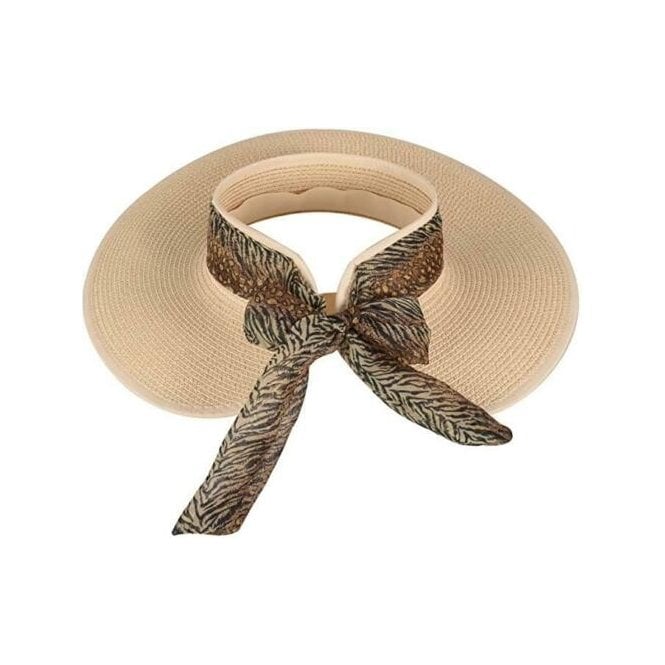 Hazy Blue Womens Straw Hat Sun Visor Travel Hat - Just £5.99! Shop now at Warwickshire Clothing.