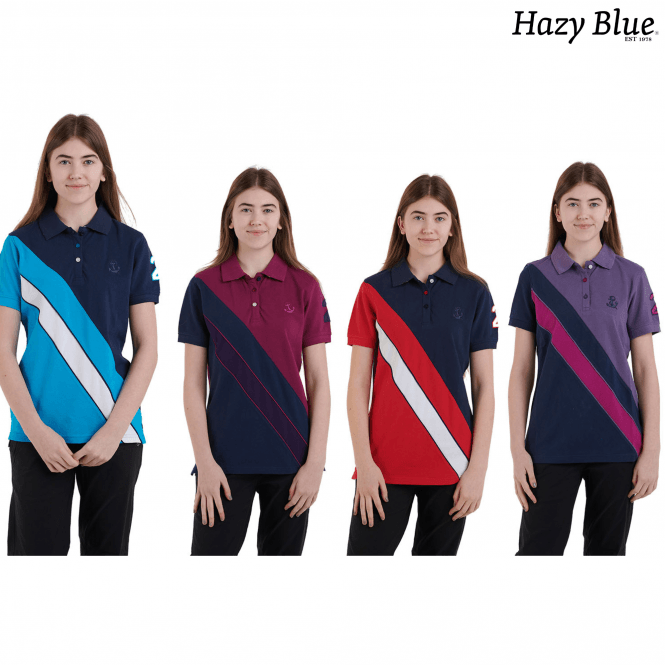 Hazy Blue Womens Short Sleeve Polo Shirt - Chole II - Just £14.99! Shop now at Warwickshire Clothing.