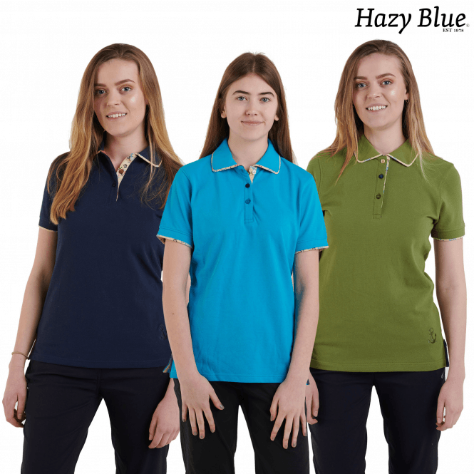 Hazy Blue Womens Short Sleeve Polo Shirt - Bella - Just £14.99! Shop now at Warwickshire Clothing.