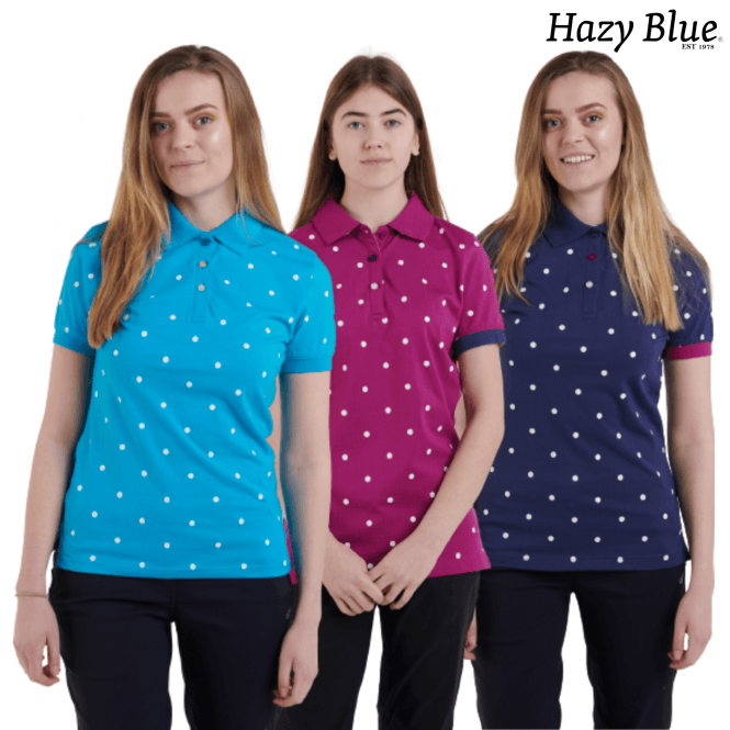 Hazy Blue Womens Short Sleeve Polo Shirt - Lilly - Just £14.99! Shop now at Warwickshire Clothing.