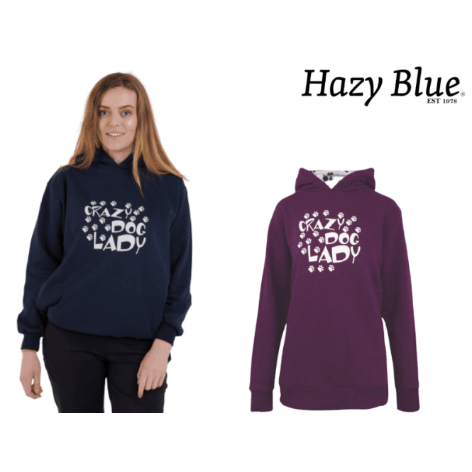 Hazy Blue Womens Hooded Sweatshirts - Crazy Dog Lady - Lola - Just £18.50! Shop now at Warwickshire Clothing.