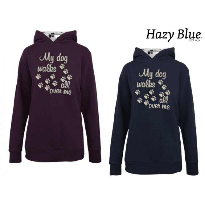 Hazy Blue Womens Hooded Sweatshirts -Scooby - My Dog Walk All Over Me - Scooby - Just £18.90! Shop now at Warwickshire Clothing.