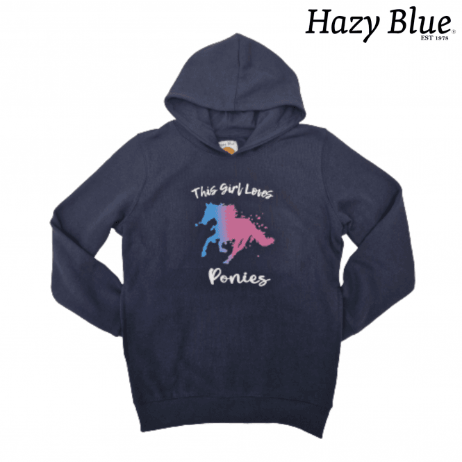 Hazy Blue Kids Pullover Pony Hoodie - Pony - Emma - Just £14.99! Shop now at Warwickshire Clothing.