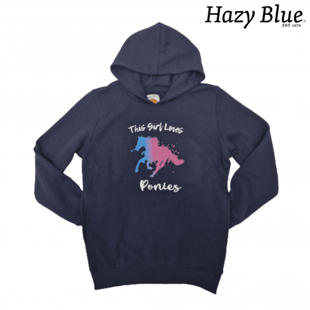 Hazy Blue Kids Pullover Pony Hoodie - Pony - Emma - Just £14.99! Shop now at Warwickshire Clothing.