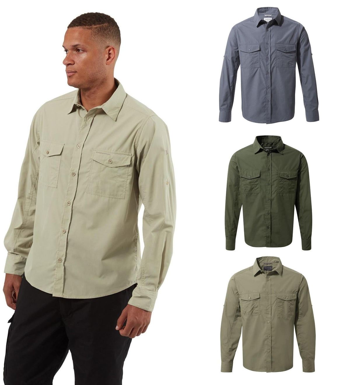 Craghoppers Mens New Kiwi Long Sleeved Shirt Walking Nosi Defence Travel - Just £29.99! Shop now at Warwickshire Clothing.