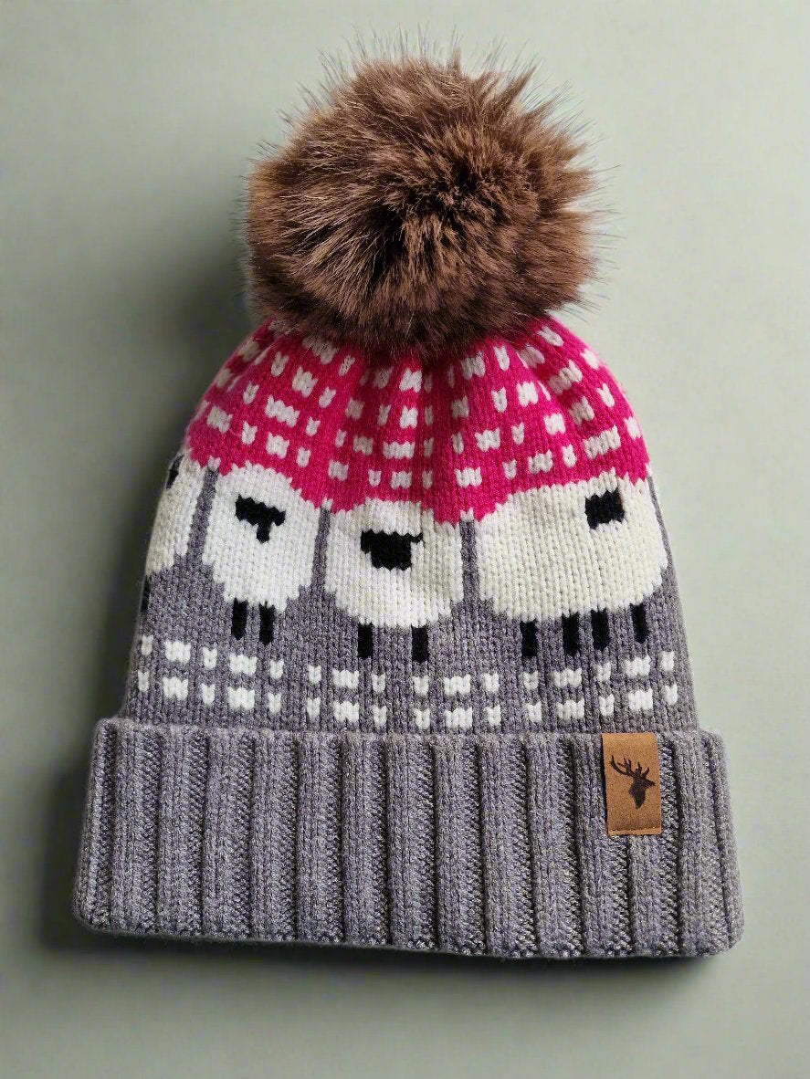 House Of Tweed Luxury Animal Print Pom Pom Beanies - Just £14.99! Shop now at Warwickshire Clothing.