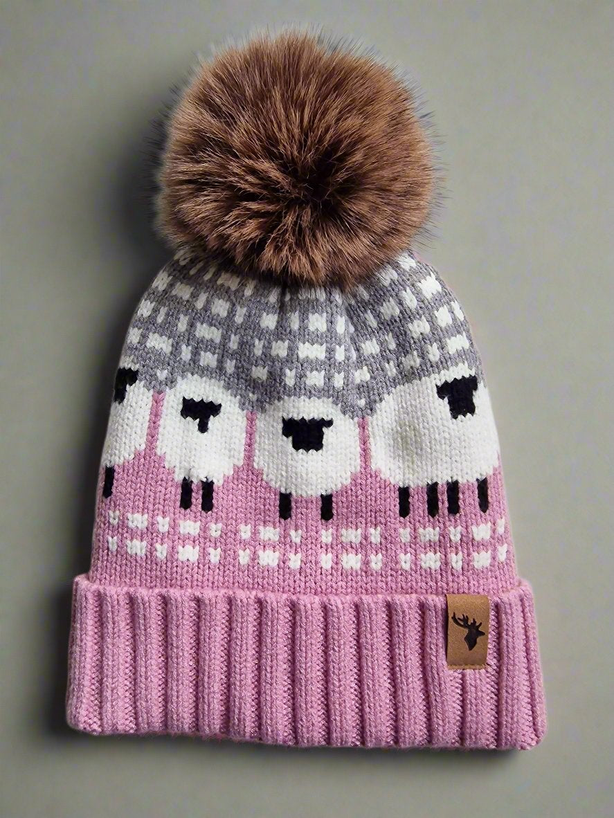 House Of Tweed Luxury Animal Print Pom Pom Beanies - Just £14.99! Shop now at Warwickshire Clothing.