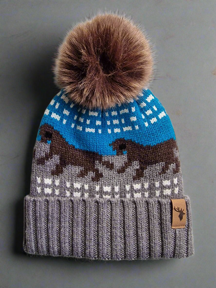 House Of Tweed Luxury Animal Print Pom Pom Beanies - Just £14.99! Shop now at Warwickshire Clothing.