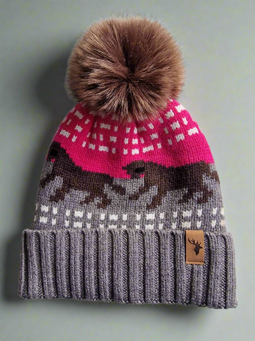 House Of Tweed Luxury Animal Print Pom Pom Beanies - Just £14.99! Shop now at Warwickshire Clothing.