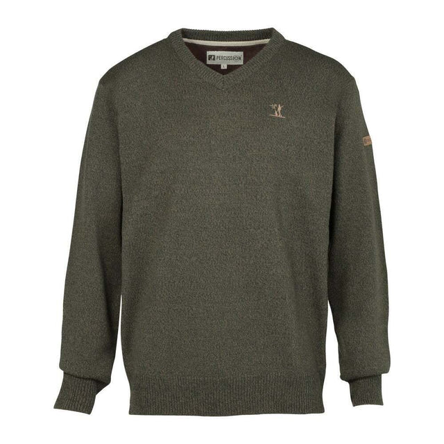 Hunting V-Neck Sweater Khaki Percussion (15121) - Khaki - Just £34.99! Shop now at Warwickshire Clothing.