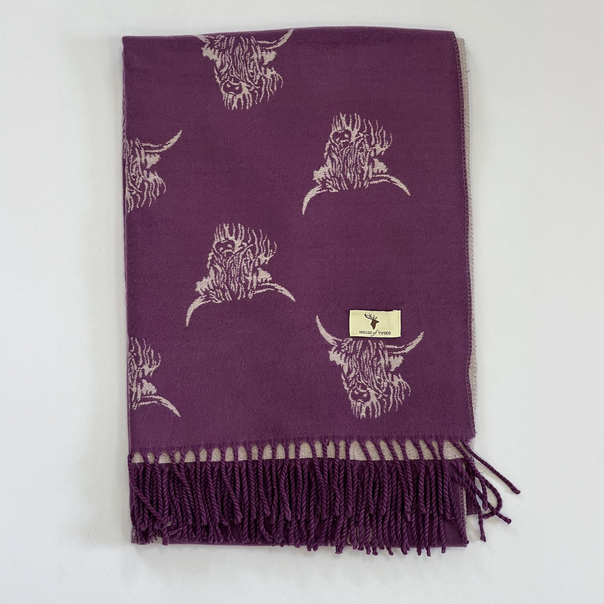House of Tweed Highland Cattle Scarf - Just £14.99! Shop now at Warwickshire Clothing.