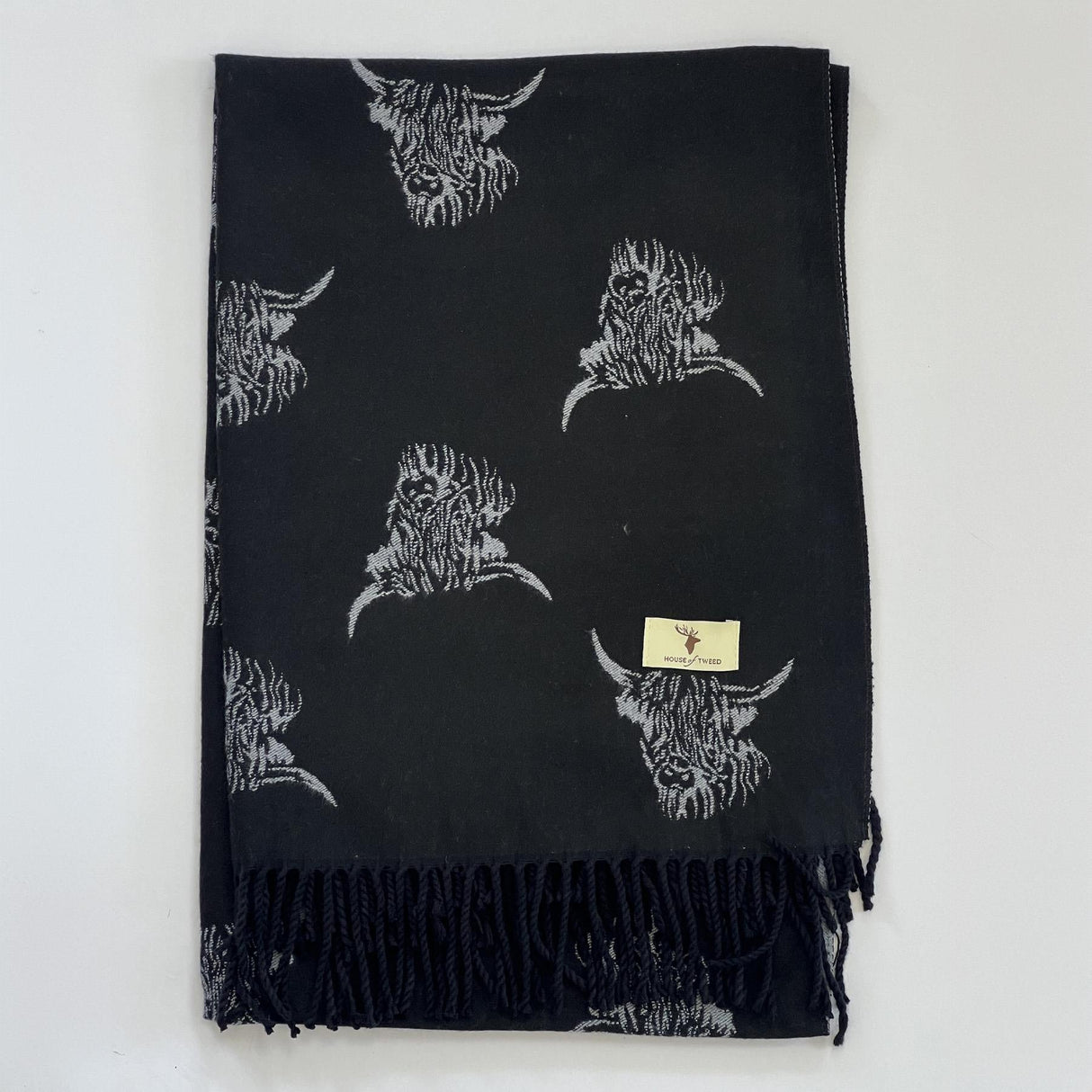 House of Tweed Reversible Highland Cow Print Scarf - Just £14.99! Shop now at Warwickshire Clothing.