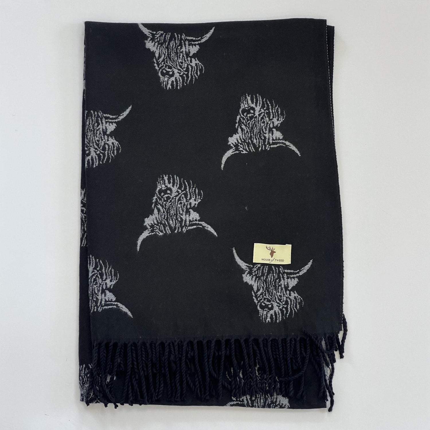 House of Tweed Reversible Highland Cow Print Scarf - Just £14.99! Shop now at Warwickshire Clothing.