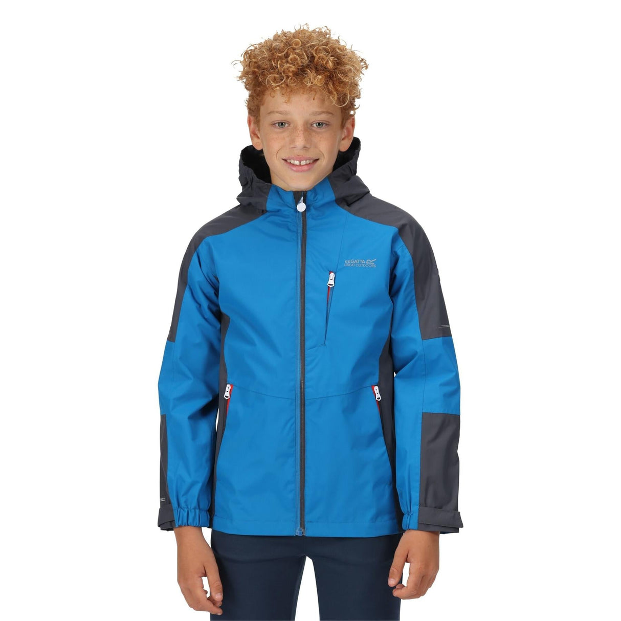 Regatta Kids Calderdale II Waterproof Hooded Zip Pocket Jacket - Just £24.99! Shop now at Warwickshire Clothing.