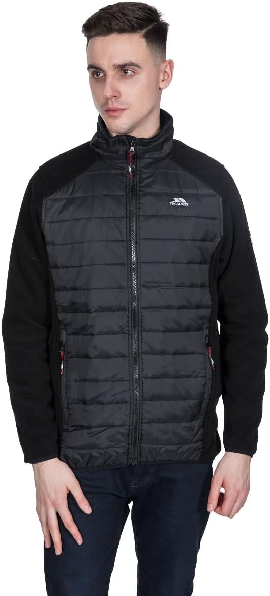 Trespass Mens Saunter Hybrid Padded Jacket Black - Just £22.99! Shop now at Warwickshire Clothing.