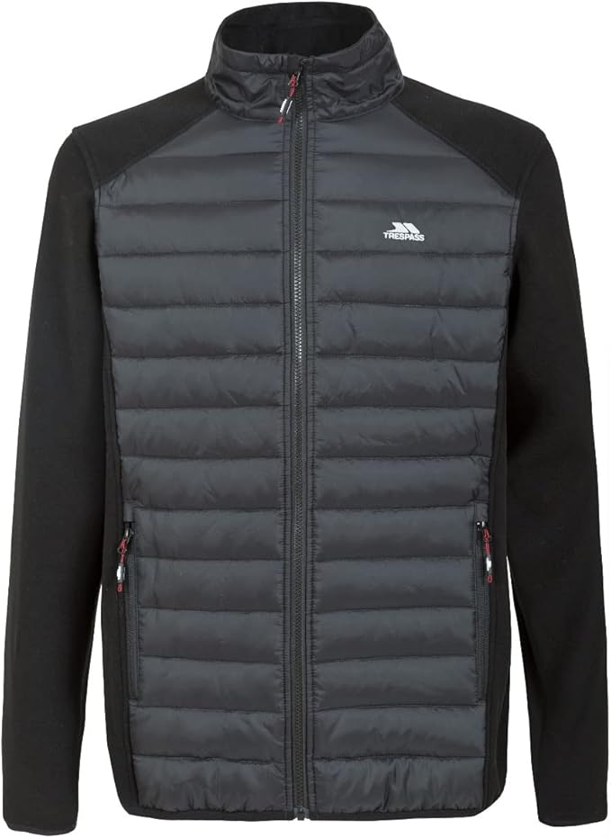 Trespass Mens Saunter Hybrid Padded Jacket Black - Just £22.99! Shop now at Warwickshire Clothing.