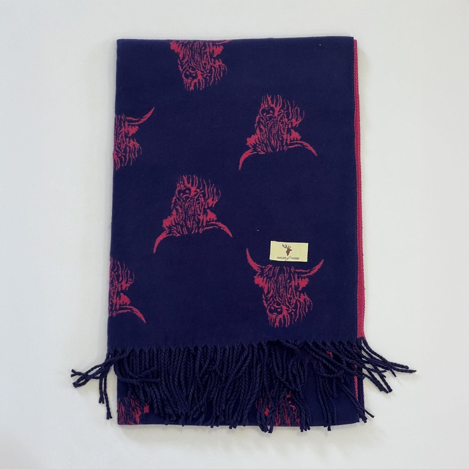 House of Tweed Highland Cattle Scarf - Just £14.99! Shop now at Warwickshire Clothing.