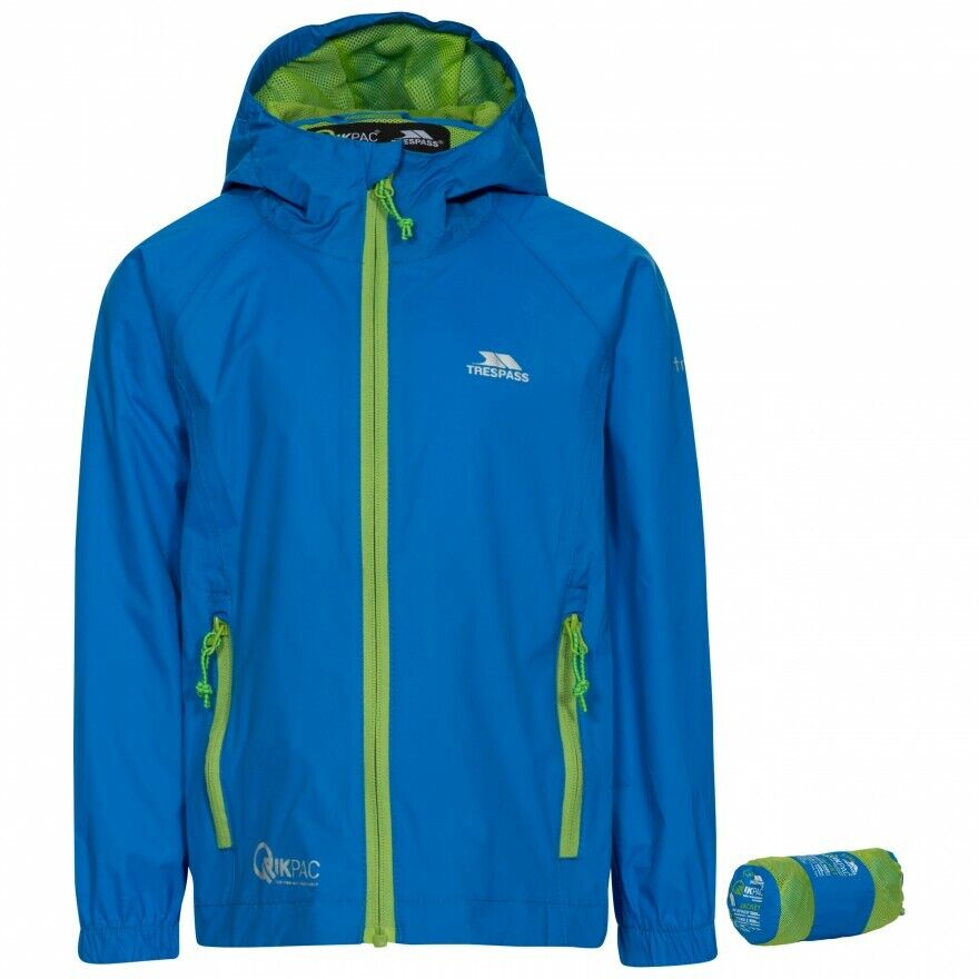 Trespass Qikpac Kids Packaway Jacket Zip Up Waterproof Hooded Coat Boys Girls - Just £17.99! Shop now at Warwickshire Clothing.