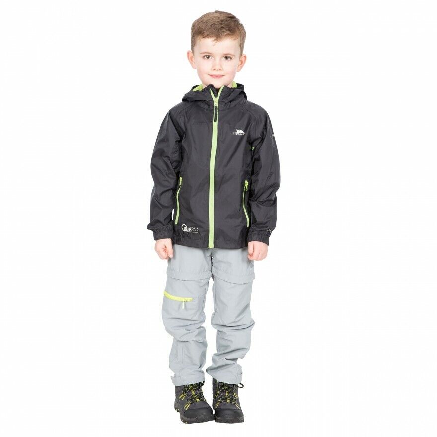 Trespass Qikpac Kids Packaway Jacket Zip Up Waterproof Hooded Coat Boys Girls - Just £17.99! Shop now at Warwickshire Clothing.