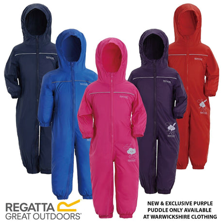 Regatta Kids' Puddle IV Waterproof All In One Rain Suit - Just £14.99! Shop now at Warwickshire Clothing.