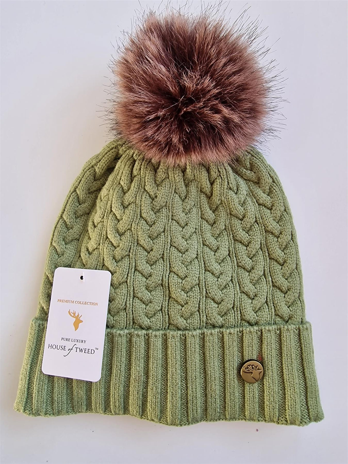 House of Tweed Luxury Plaited Ladies Bobble Pom Pom Beanie Hats - Just £12.99! Shop now at Warwickshire Clothing.