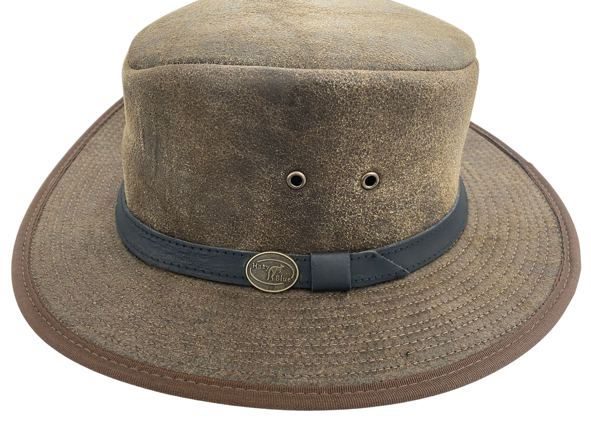 Hazy Blue Unisex Leather Fedora-Style Formal Hat - Tamworth - Just £34.99! Shop now at Warwickshire Clothing.