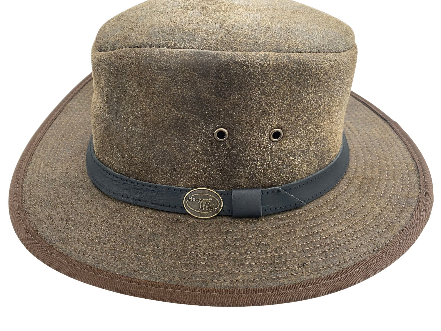 Hazy Blue Unisex Leather Fedora-Style Formal Hat - Tamworth - Just £34.99! Shop now at Warwickshire Clothing.