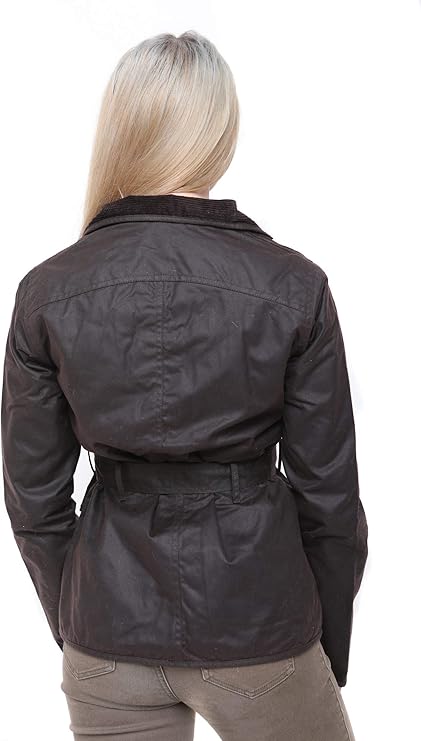 Hazy Blue Womens Belted Wax Waterproof Jacket Elveden Squire - Just £44.99! Shop now at Warwickshire Clothing.