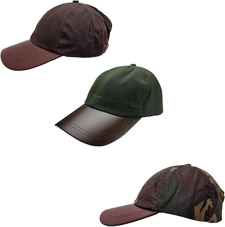 Hazy Blue Leather Peak Wax Baseball Waterproof Shooting Cap - Just £14.50! Shop now at Warwickshire Clothing.