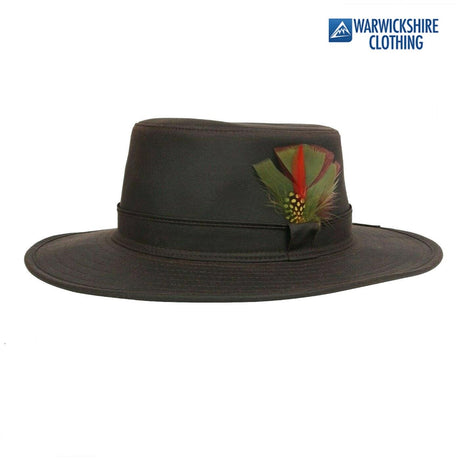 British Made Wax Cotton Fedora Outback Bush Hat Waterproof Sun Rain Wide Brim - Just £19.99! Shop now at Warwickshire Clothing.