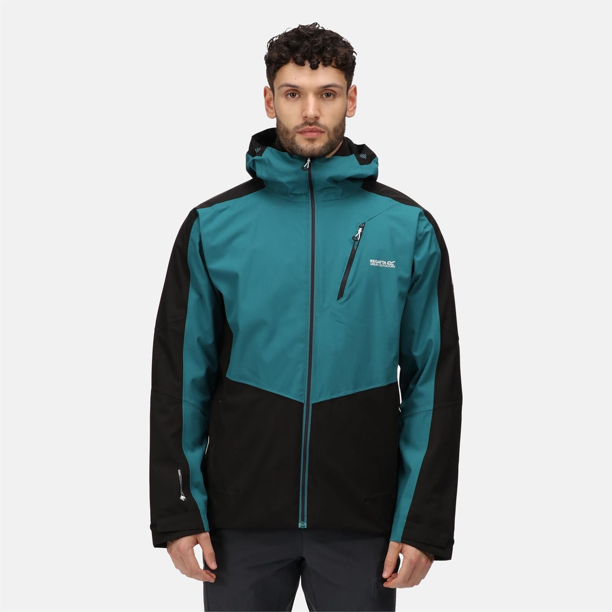 Regatta Men's Highton Stretch II Waterproof Jacket Pacific Green Black - Just £39.99! Shop now at Warwickshire Clothing.