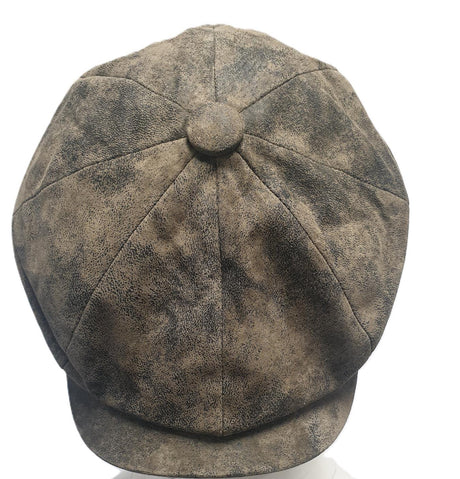 Genuine Eureka Stockade Men's 8-Piece Distressed Leather Newsboy Cap - Olive - Just £27.99! Shop now at Warwickshire Clothing.
