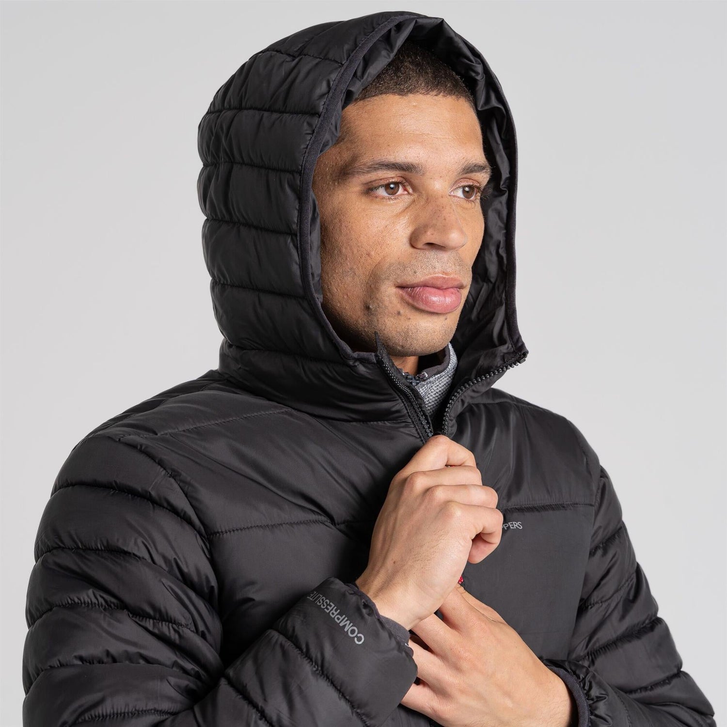 Craghoppers Men's Compresslite VIII Hooded Jacket | Black - Just £54.99! Shop now at Warwickshire Clothing.