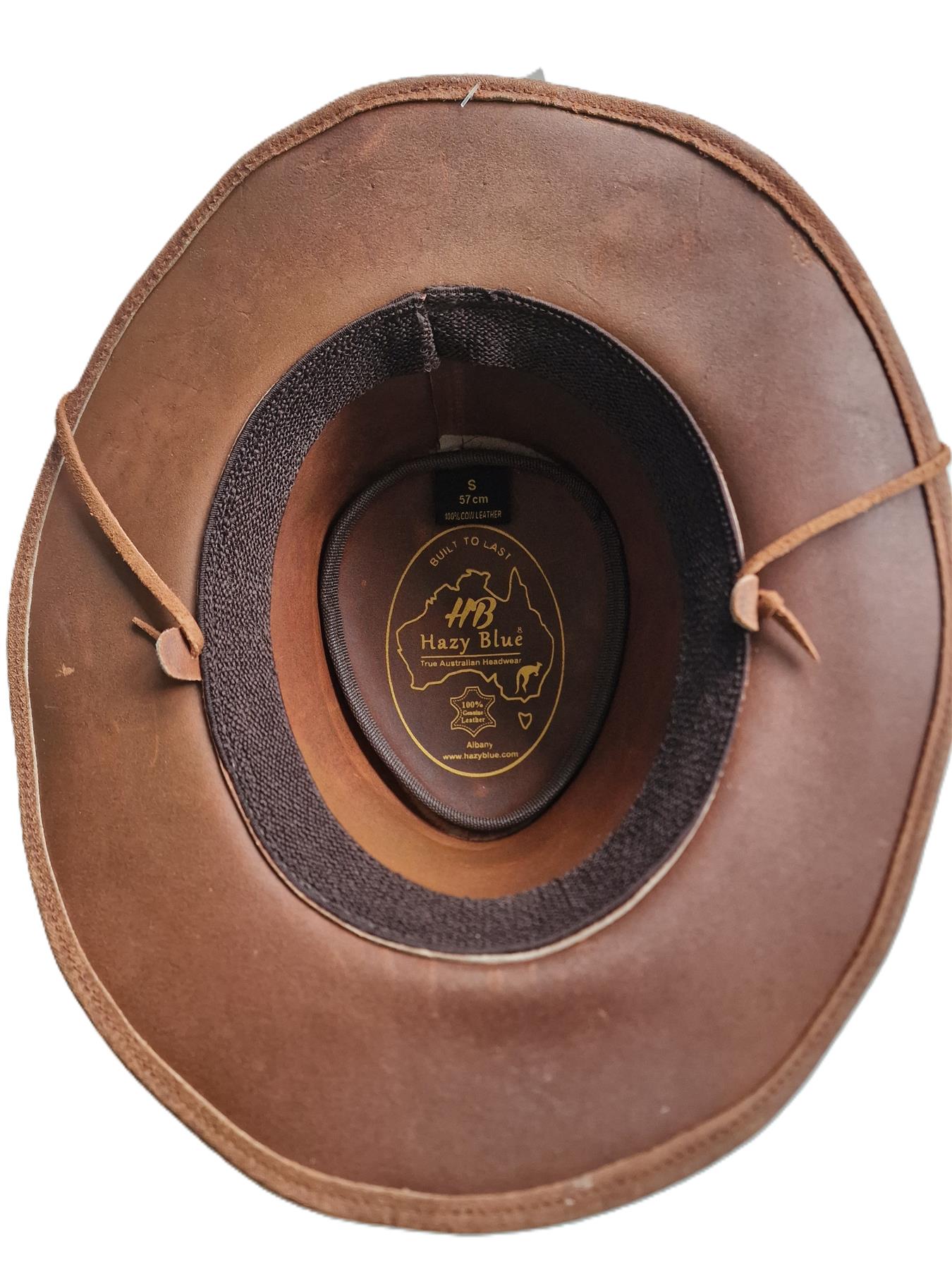 Hazy Blue Unisex Cowboy Distressed Leather Hat - Albany - Just £19.99! Shop now at Warwickshire Clothing.