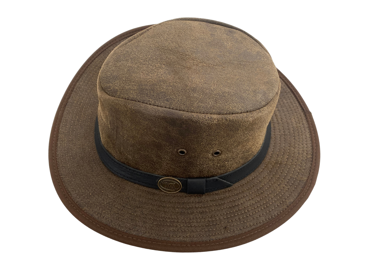 Hazy Blue Unisex Leather Fedora-Style Formal Hat - Tamworth - Just £34.99! Shop now at Warwickshire Clothing.