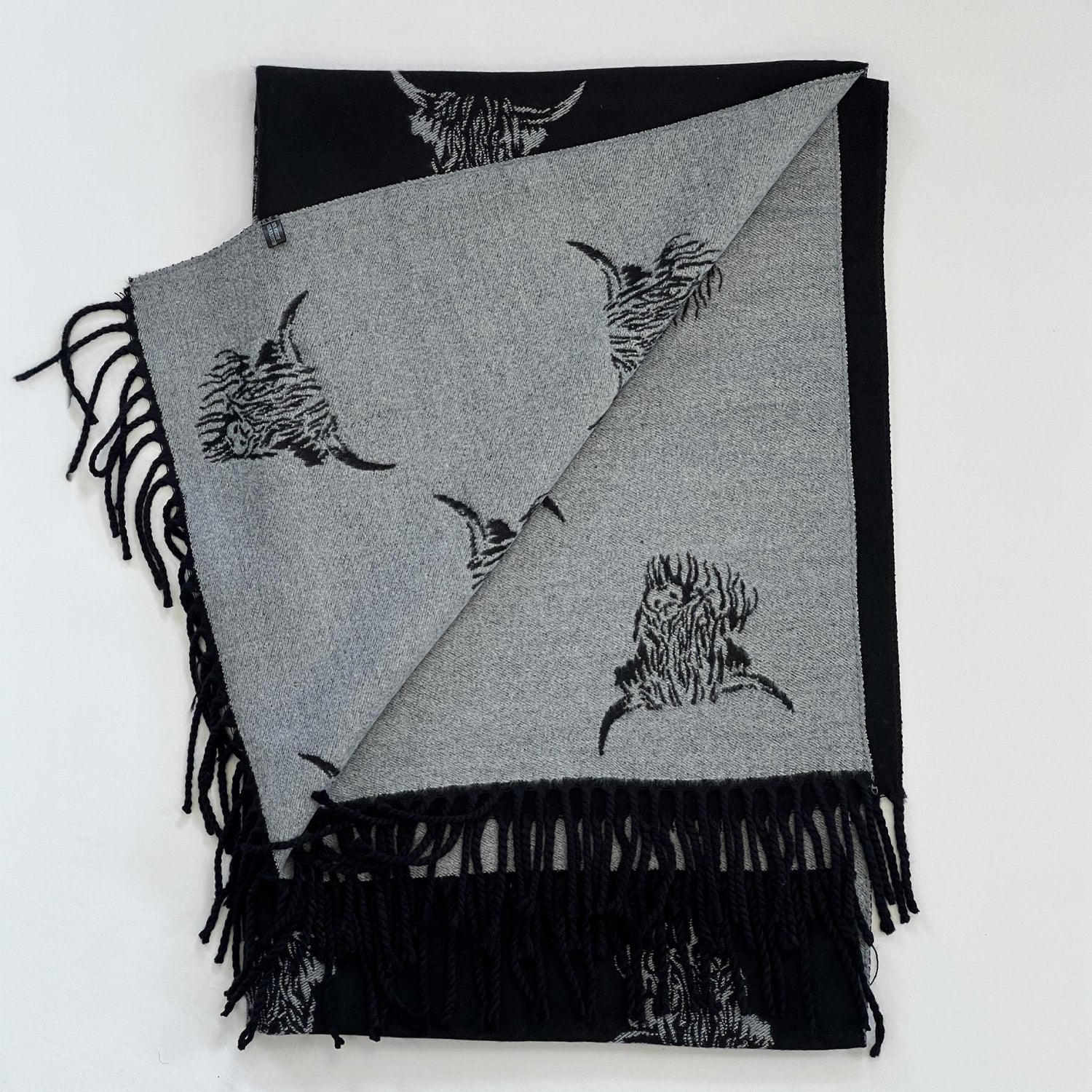 House of Tweed Reversible Highland Cow Print Scarf - Just £14.99! Shop now at Warwickshire Clothing.