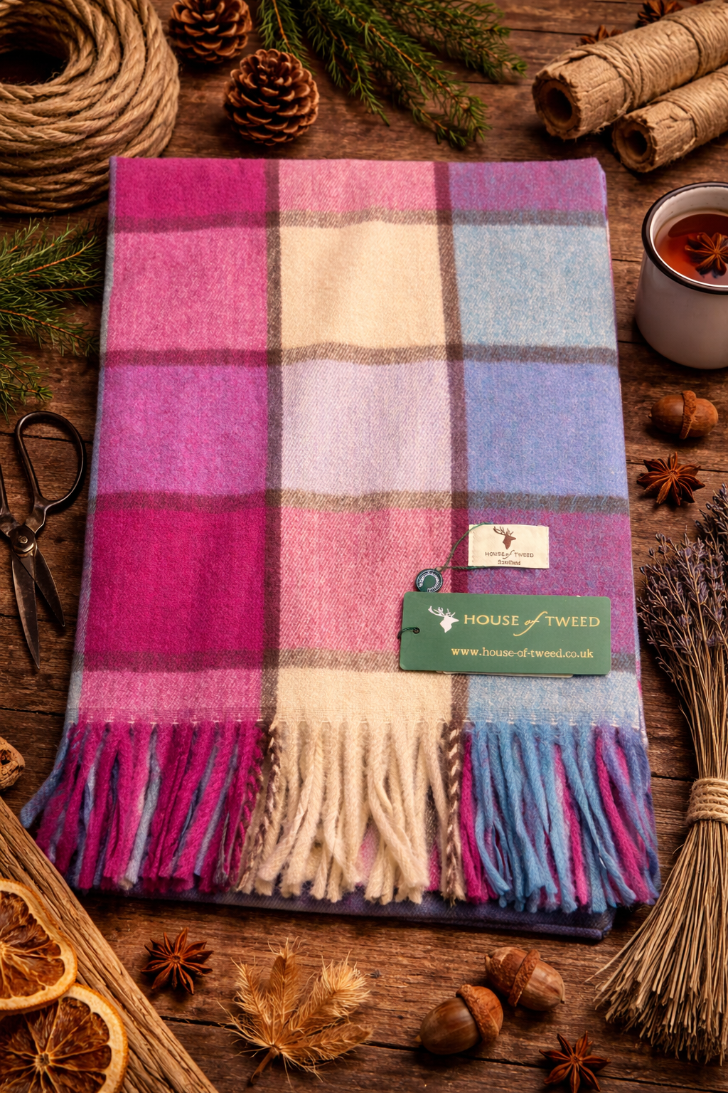 House Of Tweed Womens Soft Check Tartan Scarf