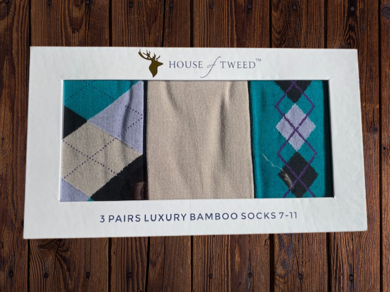 House of Tweed Luxury Mens Bamboo Socks | 3 Pairs Argyle - Just £14.99! Shop now at Warwickshire Clothing.