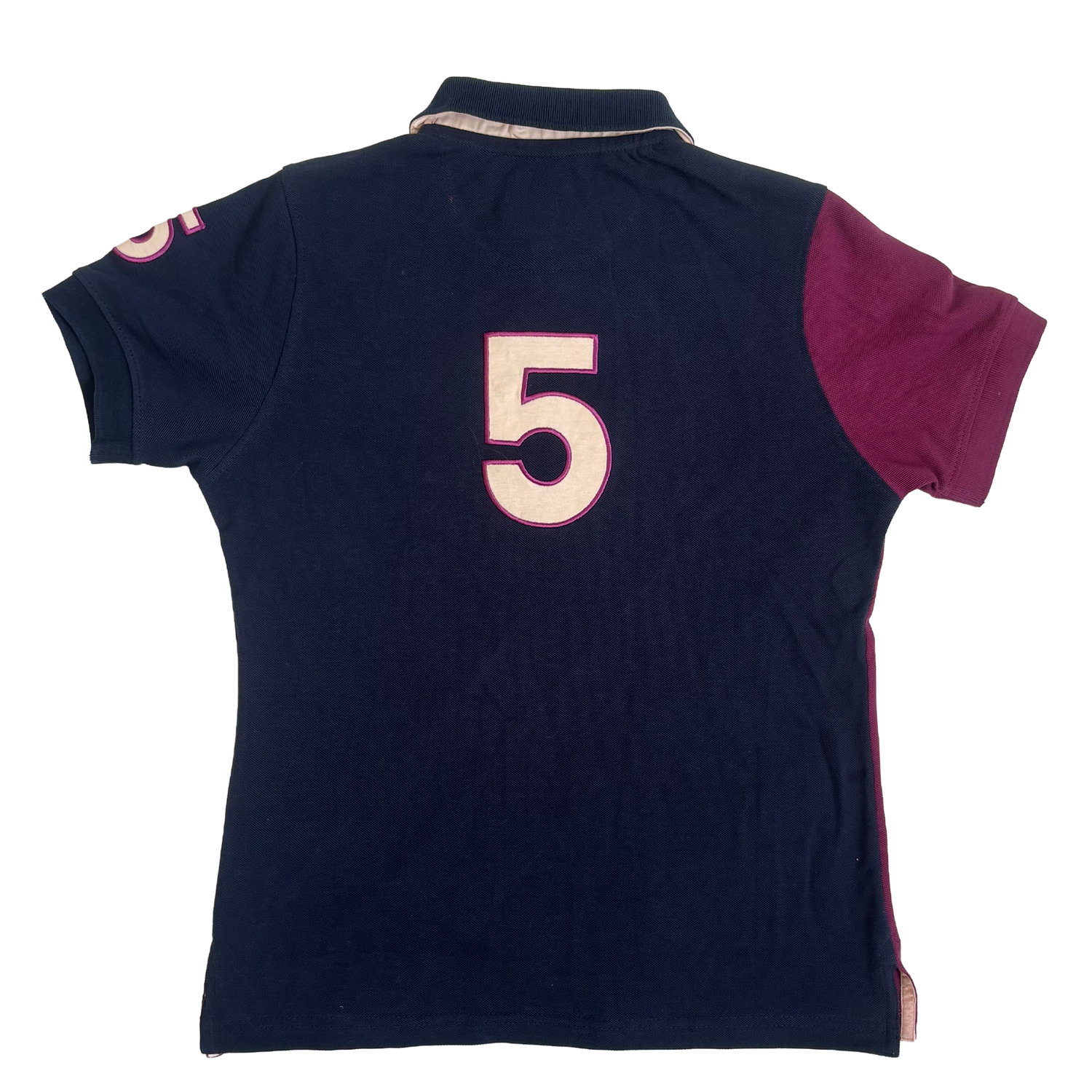 Hazy Blue Women's Striped Polo Shirt Chloe with Number 5 Detail - Just £14.99! Shop now at Warwickshire Clothing.