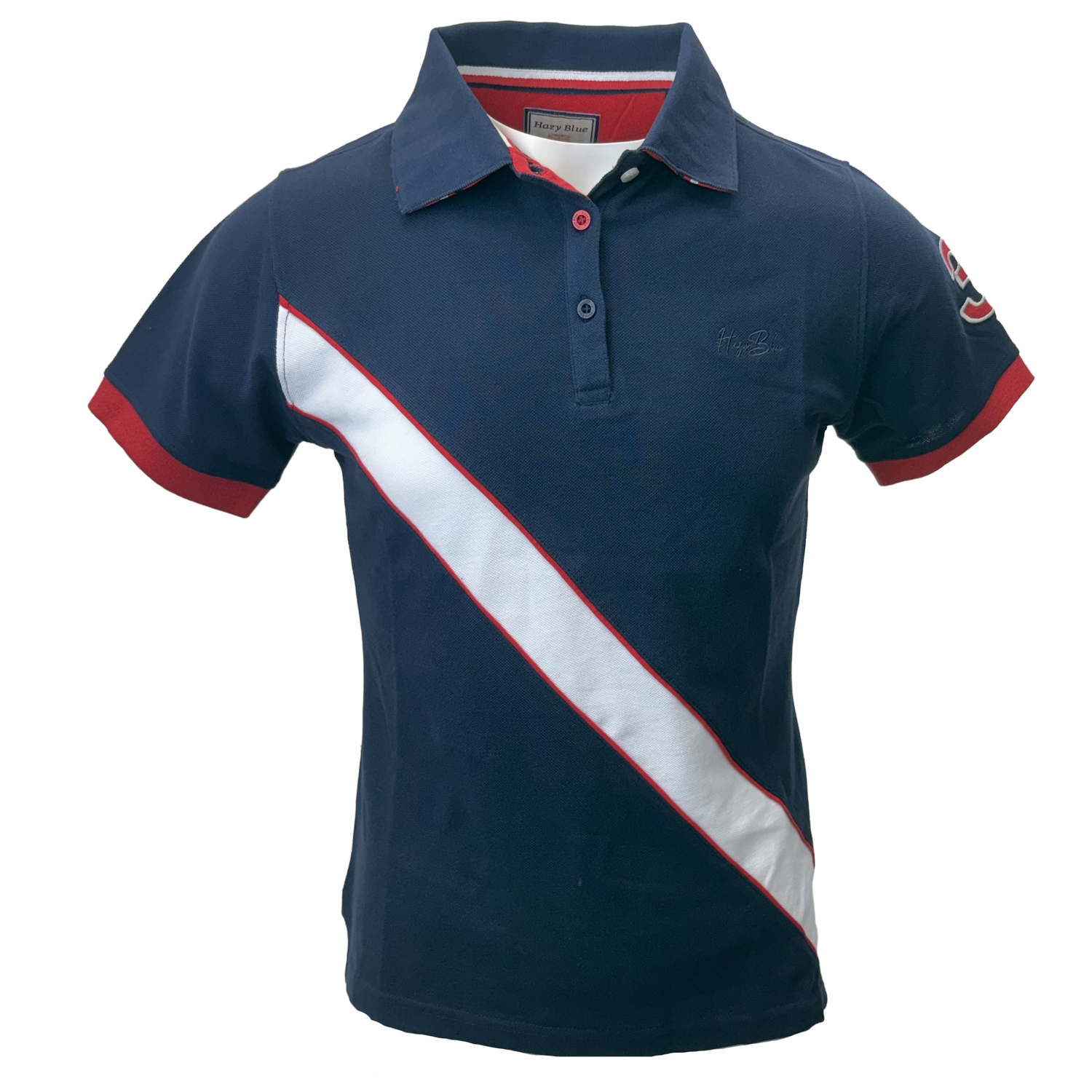 Hazy Blue Women's Striped Polo Shirt Carly - Just £14.99! Shop now at Warwickshire Clothing.