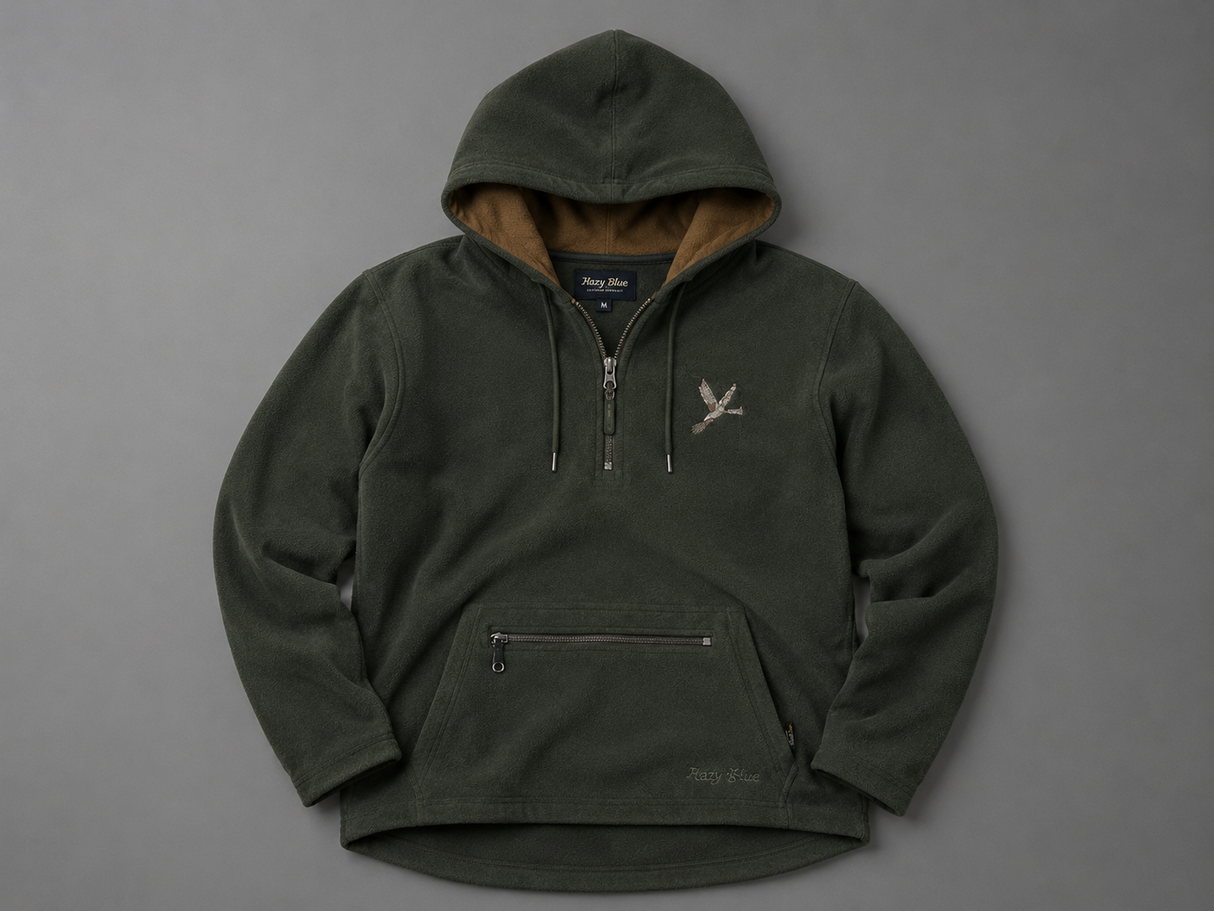 Hazy Blue Dominik Men's Quarter-Zip Premium Fleece Hoodie