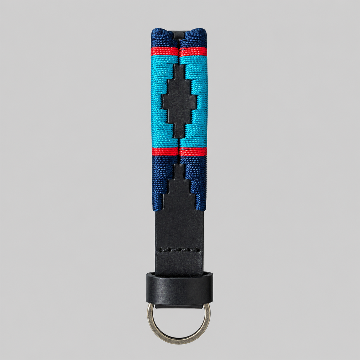 Hazy Blue Leather Loop Polo Key Rings