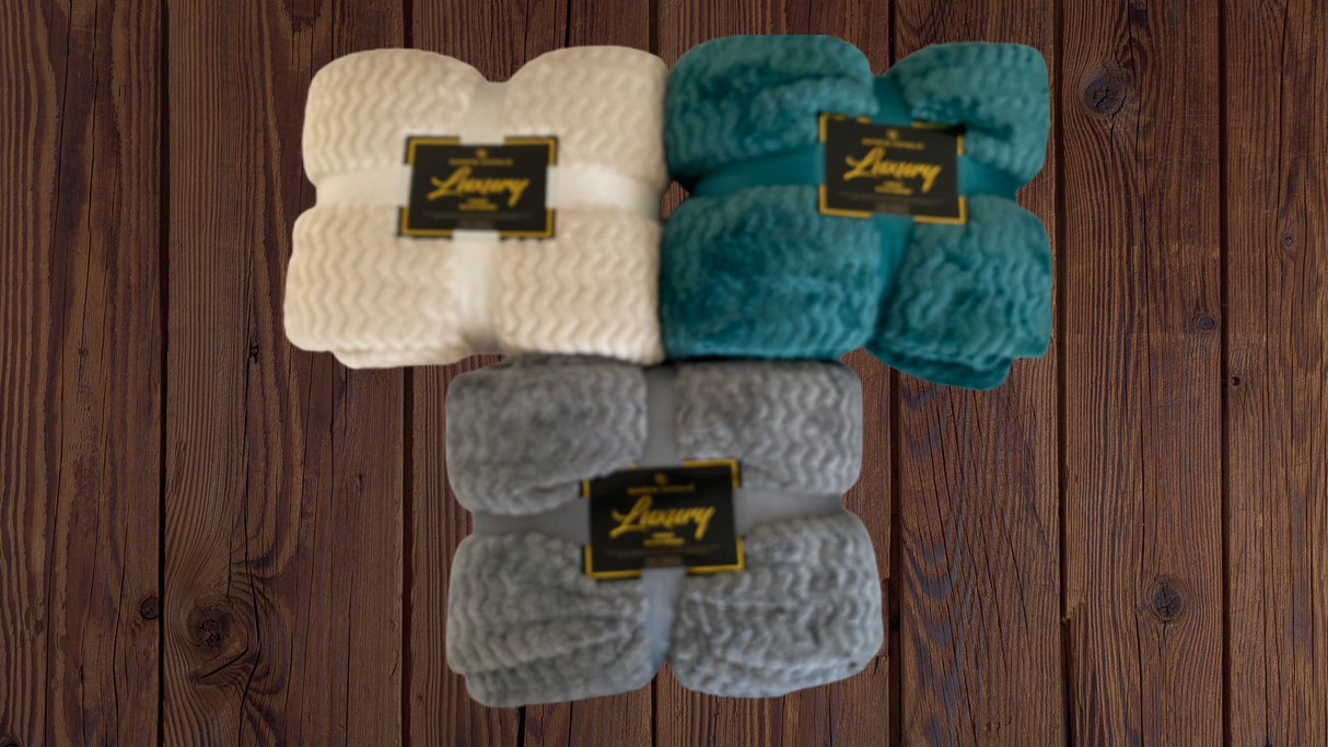 Luxury Wave Throw Warm Faux Fur Fleece Blanket - Just £14.99! Shop now at Warwickshire Clothing.